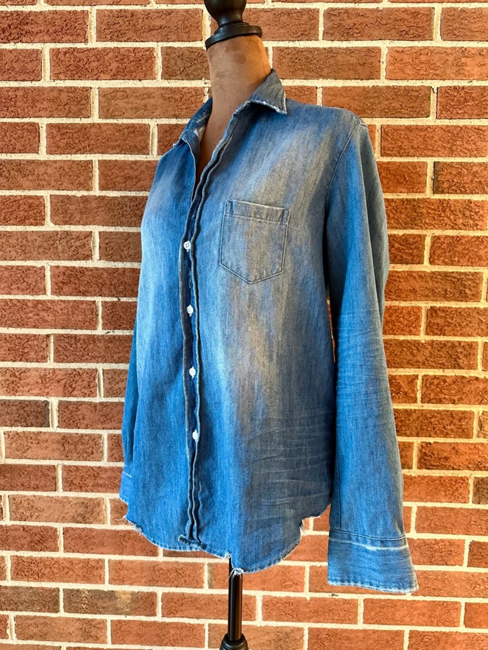 Frank & Eileen Denim Button-Up Collared Long Sleeve Blue Women's, Size XS - Picture 2 of 10